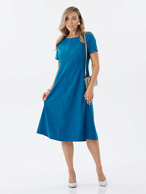 Платье с фигурными рельефами аквамарин